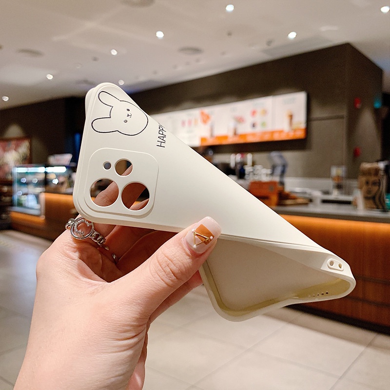 Ốp lưng iphone Thỏ Gấu cạnh vuông bảo vệ camera dẻo ip 6splus/7/7plus/8/8plus/x/xr/xs/11/12/pro/max/plus/13promax e221