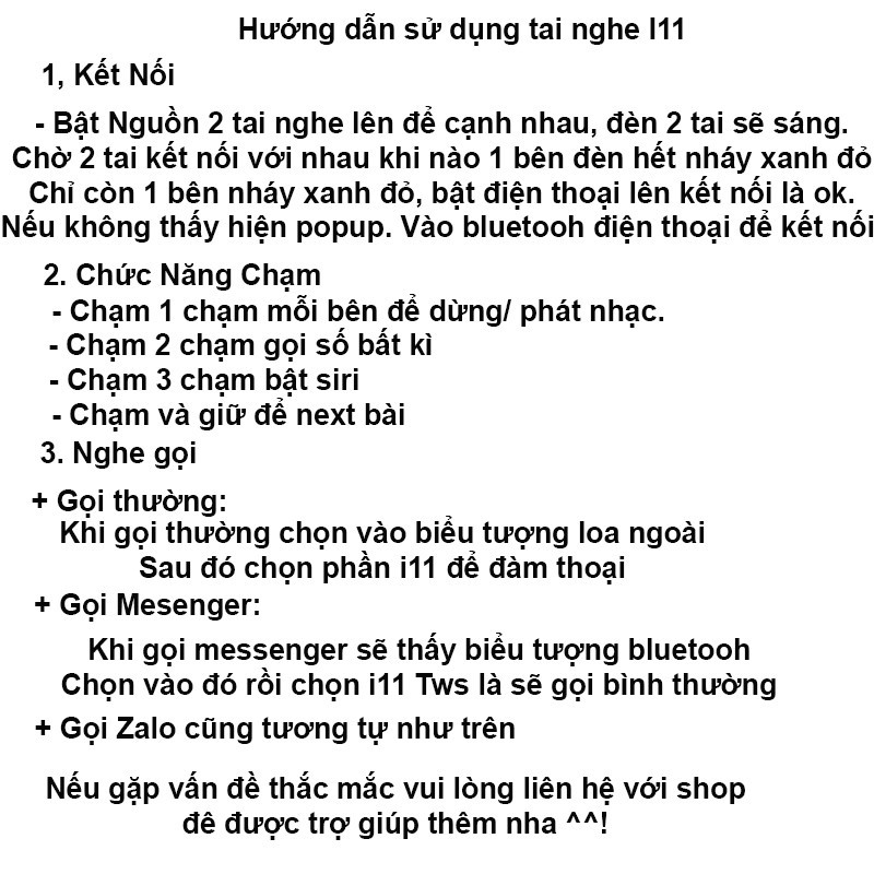 (RẺ VÔ ĐỊCH) Tai nghe I11 Bluetooh 5.0 cảm ứng