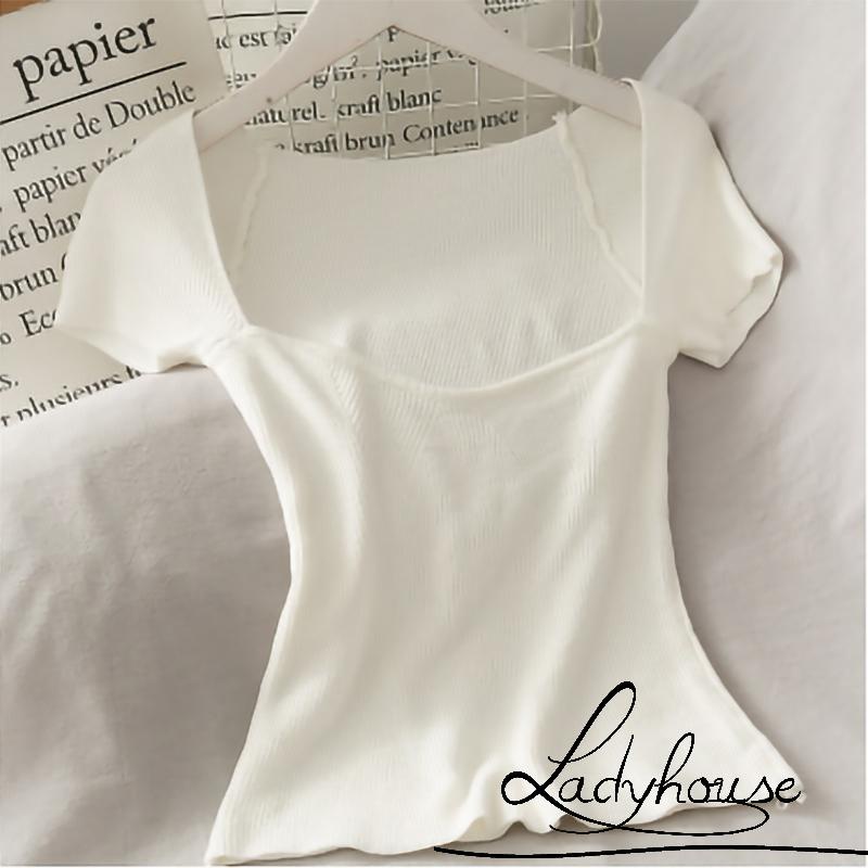 Áo thun tay ngắn màu trơn thời trang dành cho nữ