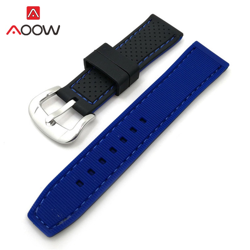 Dây Đeo Đồng Hồ Thể Thao Bằng Cao Su Silicon Chống Thấm Nước Dài 20mm 22mm 24mm