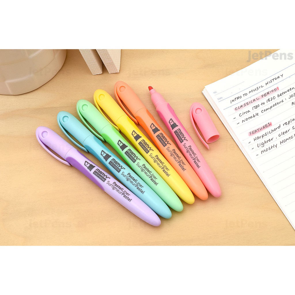 Combo 6 bút đánh dấu Marvy PastelLiner Highlighter 8000 - Pastel Colors
