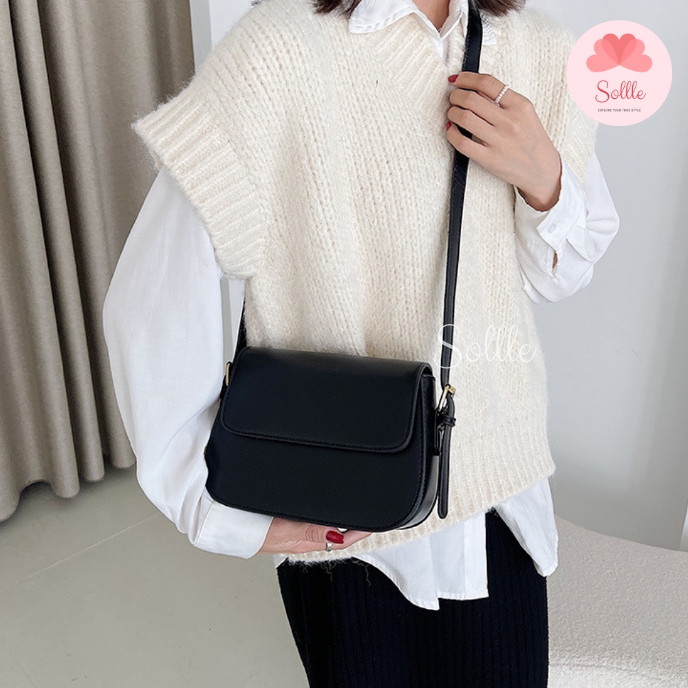 Túi xách nữ đẹp đeo chéo thời trang công sở cao cấp da PU phong cách Hàn Quốc Sollle