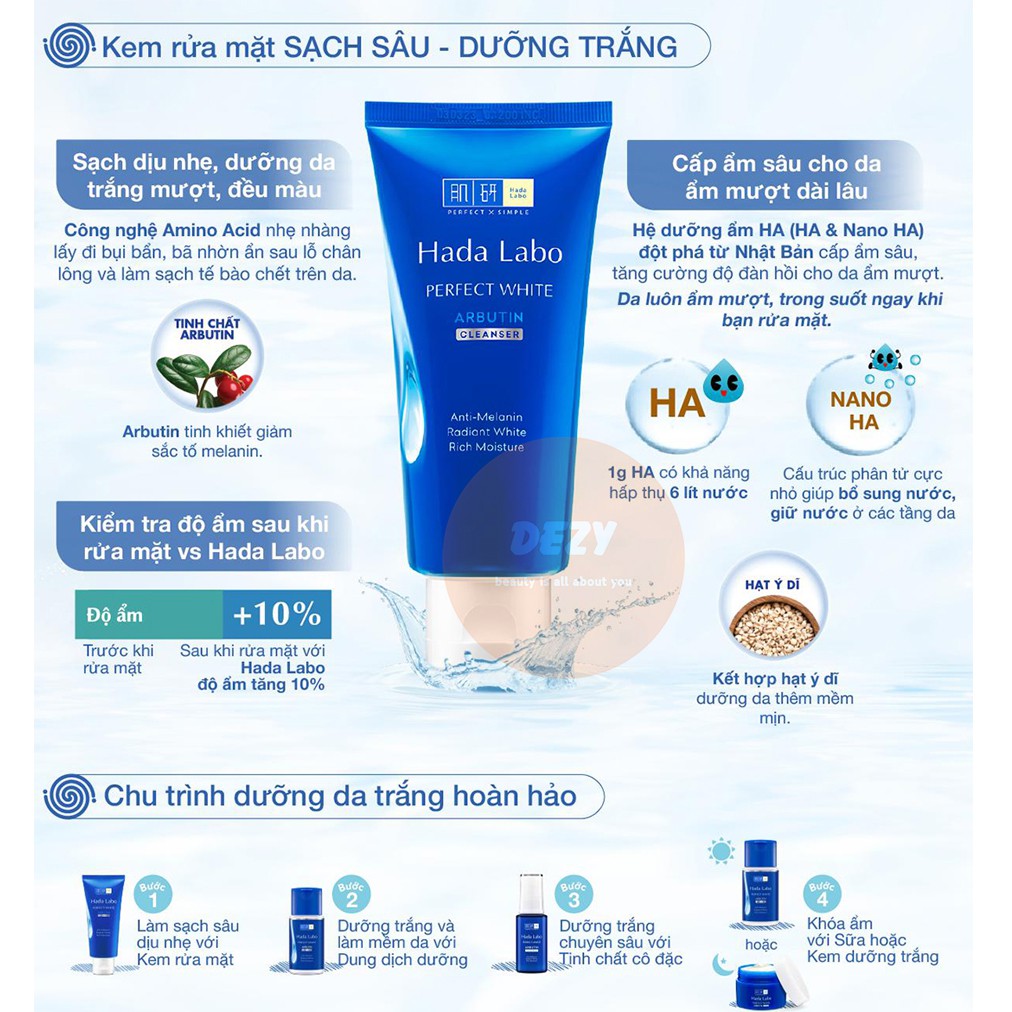 Bộ Chăm Sóc Da Mặt Hada Labo Dưỡng Trắng Da Combo Sữa Rửa Mặt Srm Lotion Kem Dưỡng Ẩm Hadalabo Chăm Sóc Da Skincare Dezy