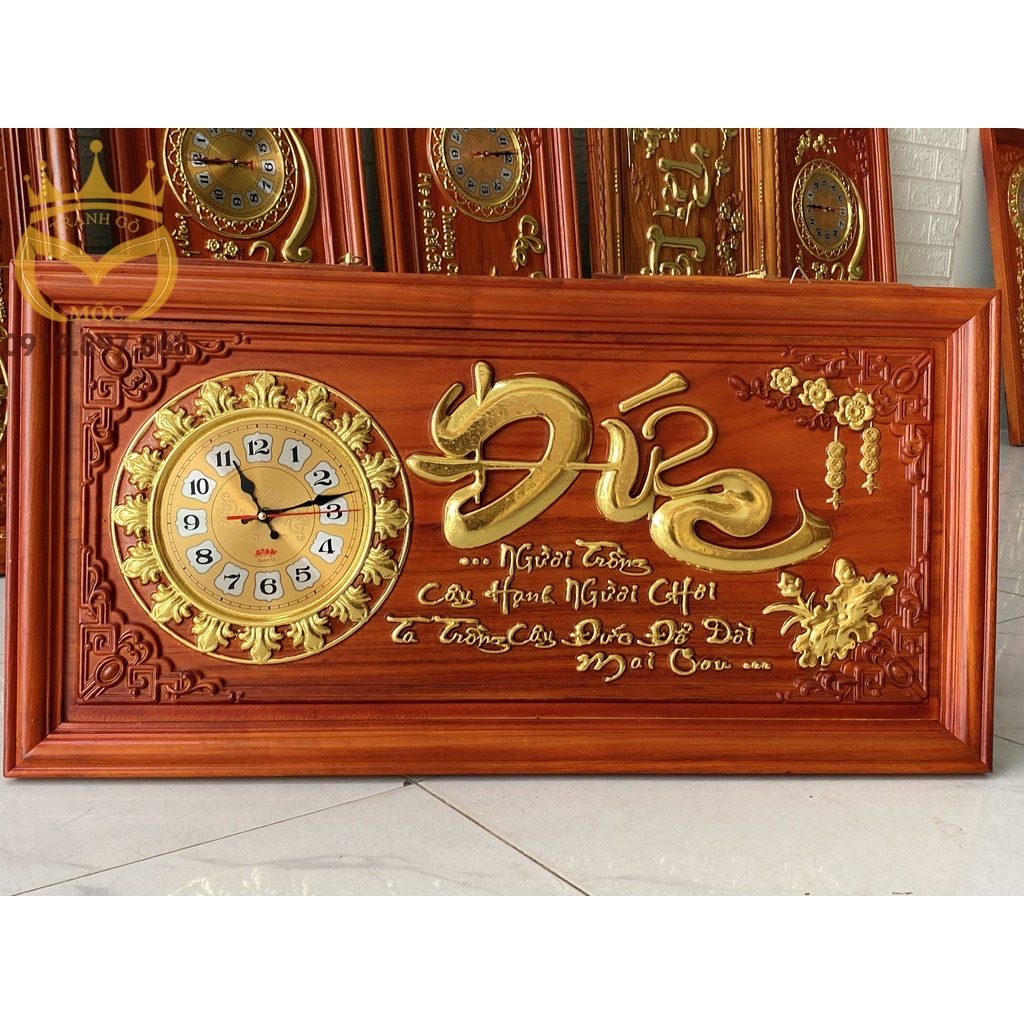 Tranh đồng hồ gỗ chữ Đức 41cm x 81cm