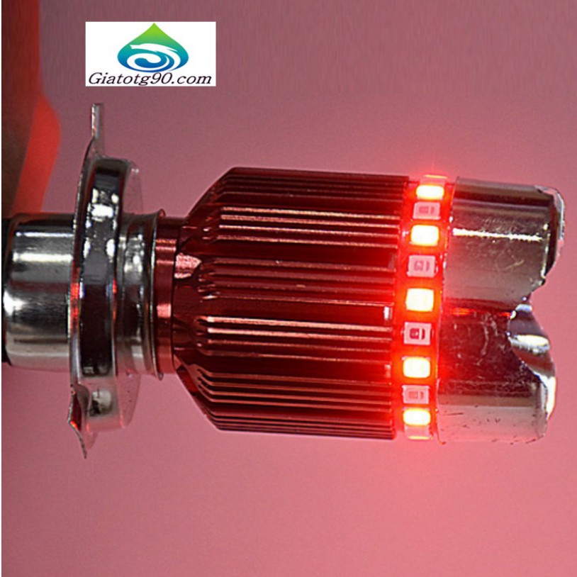 Đèn Fa led 3 chân H4 7 màu gắn pha xe máy  206358 + Tặng 1 Đèn Led Gắn van xe .
