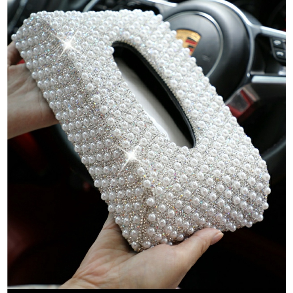 Hộp Khăn Giấy Để Taplo Xe Ô Tô Đính Đá Ngọc Hàng Cao Cấp