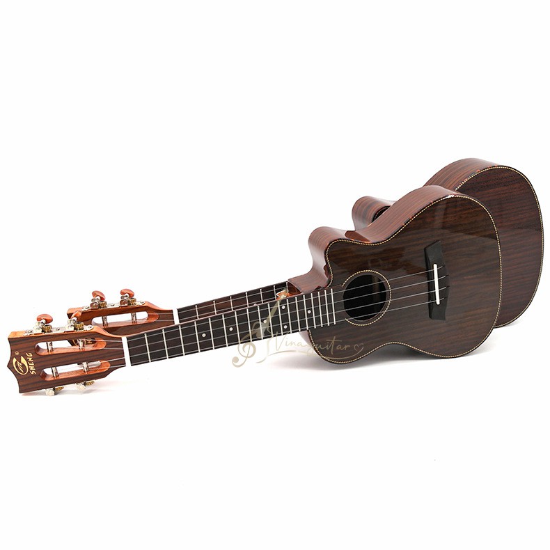 Đàn ukulele cao cấp Music gỗ cẩm dáng khuyết sơn bóng 2 size concert và tenor - Vinaguitar phân phối chính hãng