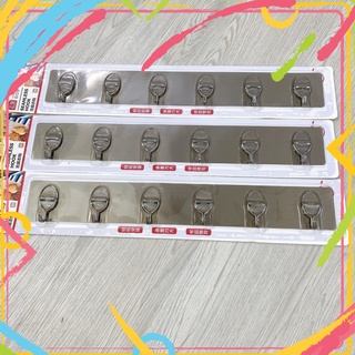 Thanh 6 Móc Dán Tường Inox Chắc Chắn,Bám Dính CAO CẤP LOẠI 1