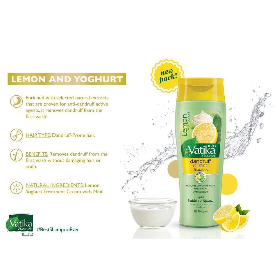 Dầu gội cho tóc gàu chiết xuất chanh và sữa chua Vatika Dandruff Guard
