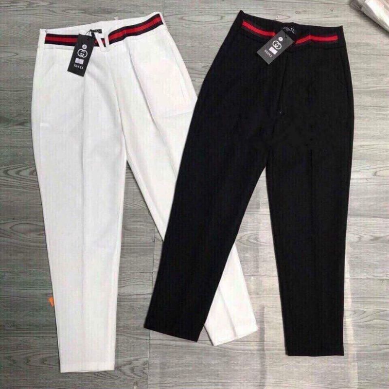 Quần baggy vải cạp viền