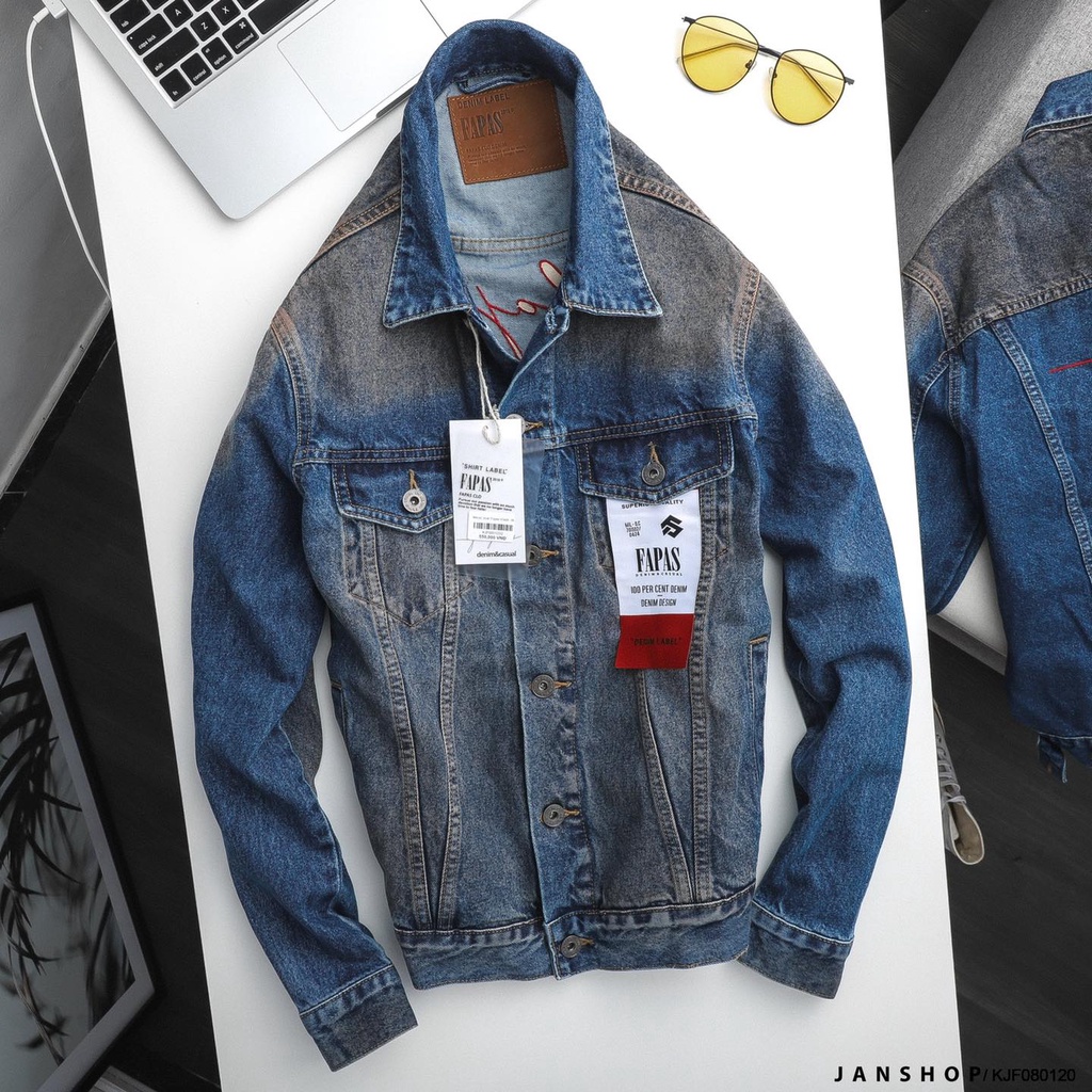Áo Khoác Jean Fapas Wash, Áo Khoác Bò Street Style Chống Nắng Chất Liệu Jean Cao Cấp Dày Dặn
