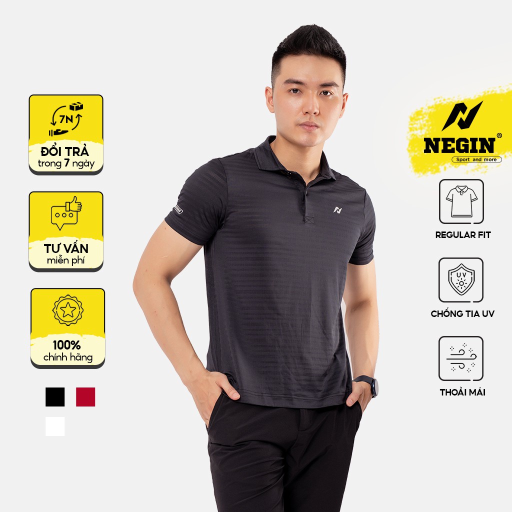 Áo Thể Thao Nam NEGIN Cổ Bẻ, Tay Ngắn Chất Liệu Static Kháng Khuẩn, Co Giãn Thoải Mái AND343M