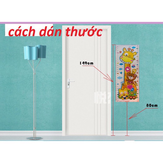 Thước đo chiều cao dán tường dễ thương cho bé hàng xuất Hàn