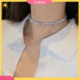 Vòng cổ choker siêu nhẹ đính đá zircon lấp lánh đơn giản
