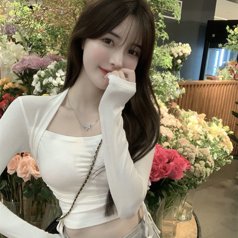 Áo COZOKC tay dài cổ vuông dáng ôm thời trang quyến rũ cho nữ