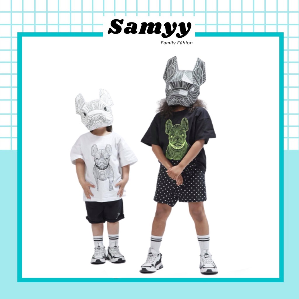 Áo thun, áo phông tay lỡ bé trai bé gái unisex hình chó LifeWork MLB Hàn Quốc 100% cotton thoáng mát - Samyy_vn