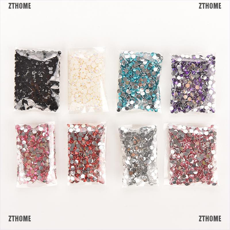 ZTHOME Lots 1000Pcs Rhinestone Facets Flatback Crystal Round Beads Nail Art DIY 4mm New