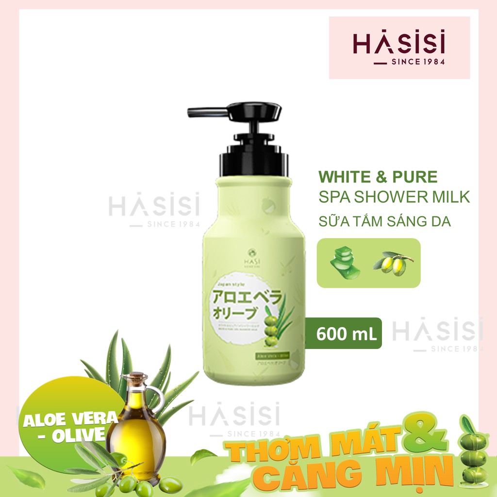 Sữa Tắm DƯỠNG ẨM VÀ TRẮNG DA HaSi Kokeshi - chiết xuất Nha Đam &amp; Olive