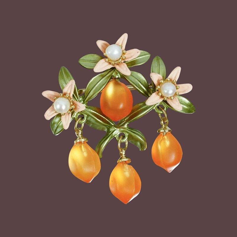 Ghim Cài Áo Hình Hoa Lily Màu Xanh Lá / Hoa Anh Đào / Thung Lũng Phối Hạt Ngọc Trai Màu Tím / Tím