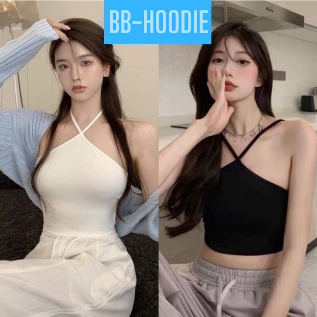 ÁO 2 DÂY CHỮ V NỮ TRƠN CROPTOP THUN GÂN BB-HOODIE SHOP