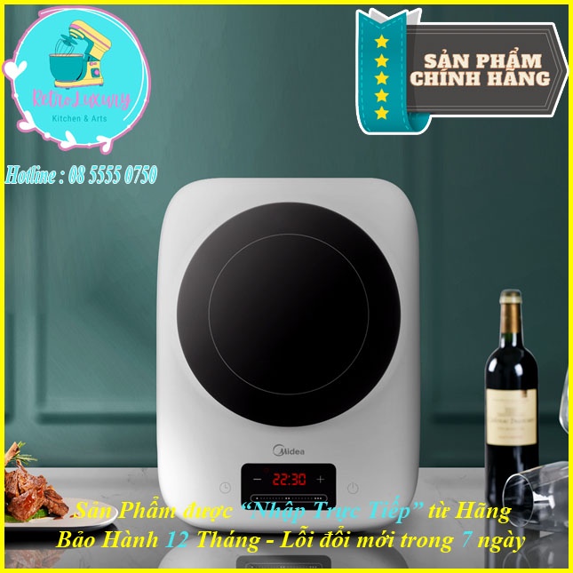 Bếp điện từ đơn cảm ứng MIDEA màu trắng MI-T2221DC công suất 2200W nấu nhanh , an toàn , tiết kiệm điện