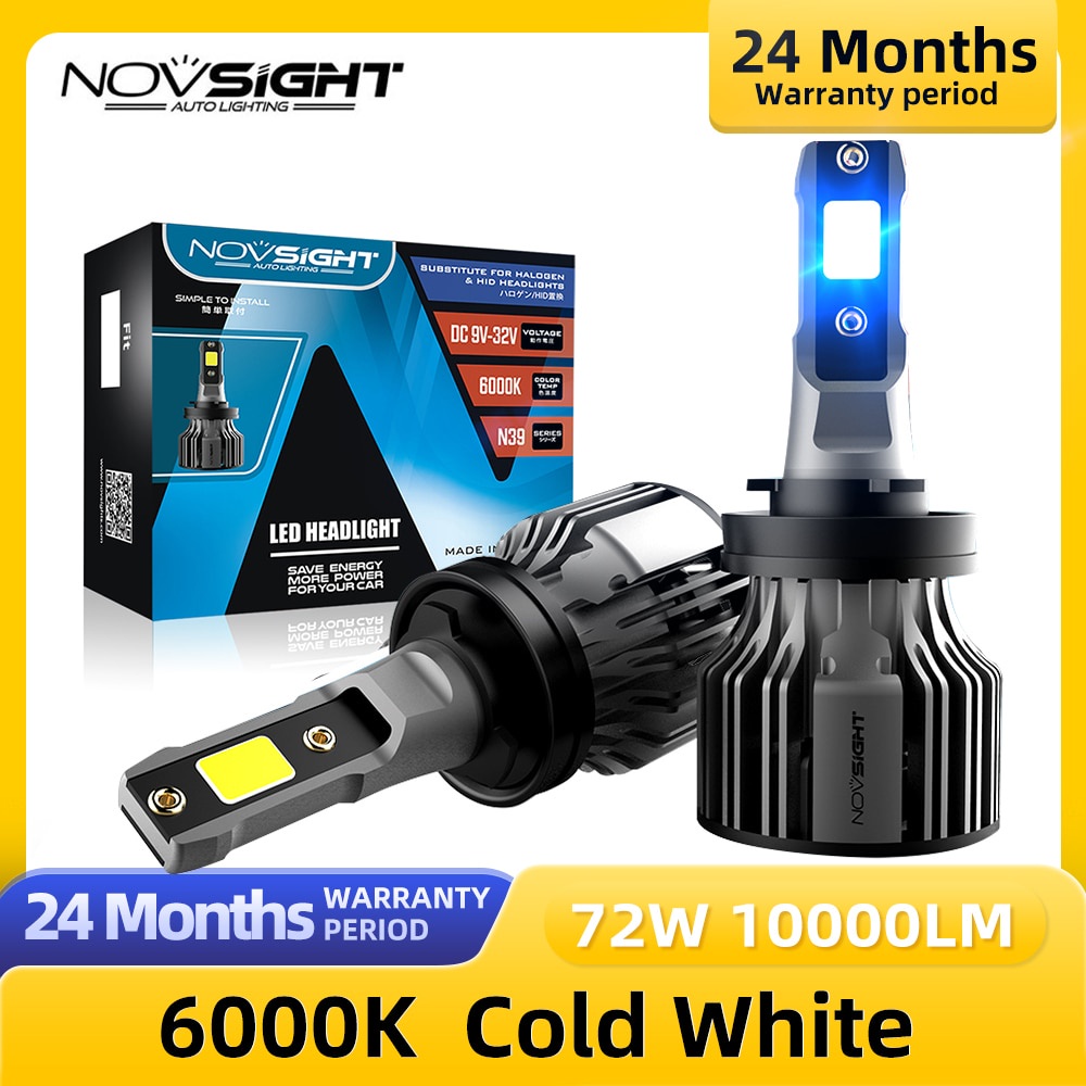 Đèn Led Ô Tô NOVSIGHT H11 6000K 72W 10000LM Cặp H4 H7 H1 H13 9005 9006 9004 H3 9007 9012 881 Đèn Sươ