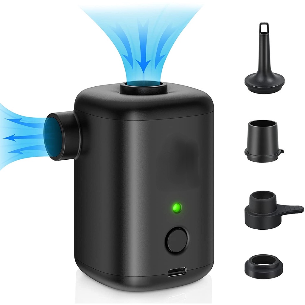 Máy Bơm Hơi Đệm Điện 3000mAh Kèm 3 Vòi Bơm Mini Tiện Dụng