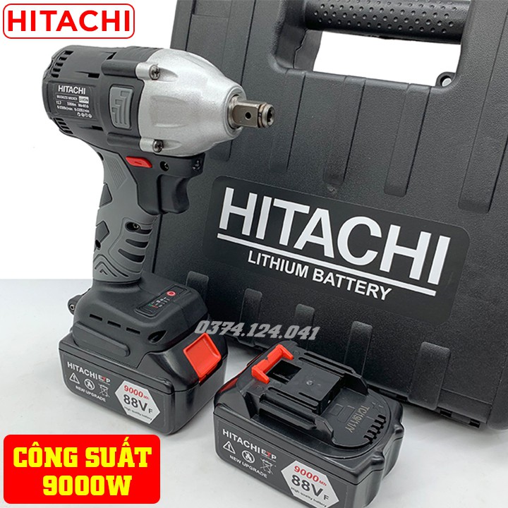 Máy Siết Bulong HITACHI 88V - TẶNG 5 Đầu Khẩu - Không Chổi Than Đầu rỗng Bắt vít Khoan - 2Pin 10 Cell