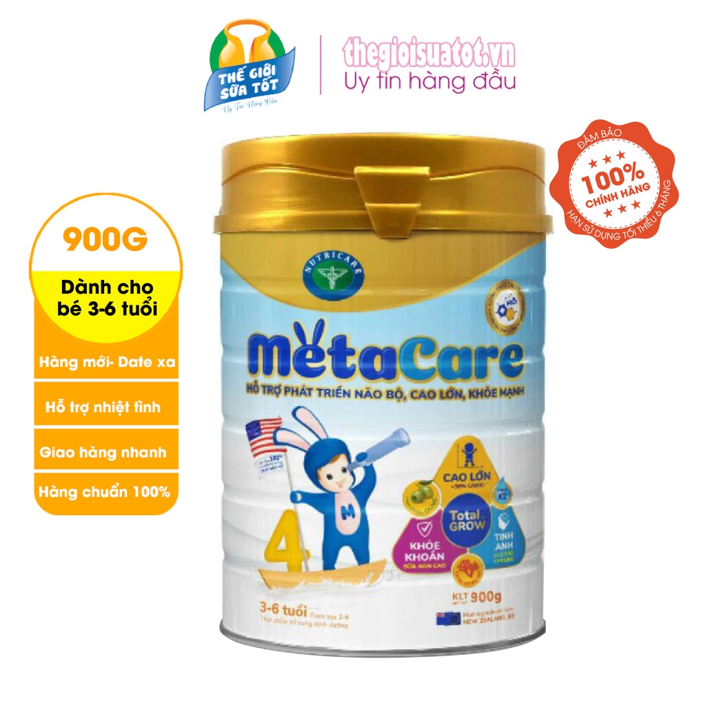 Sữa bột Meta Care 4 Hỗ trợ Phát triển Não bộ Cao lớn Khỏe mạnh-900g Mẫu mới