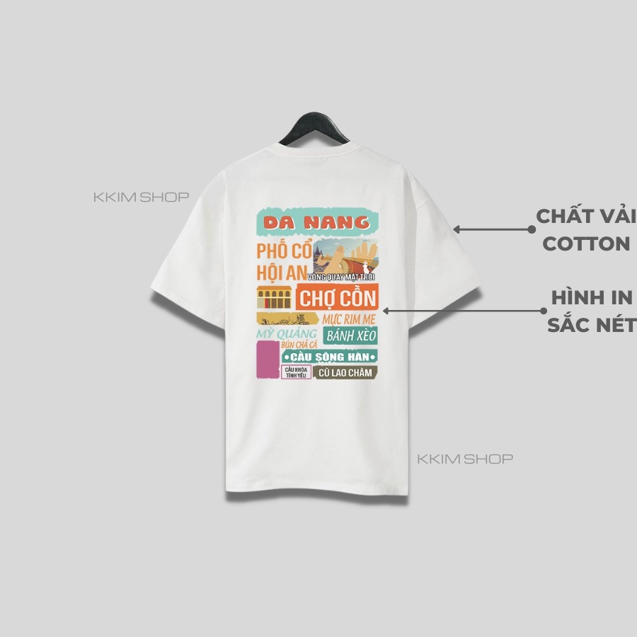 Áo thun tay lỡ ĐÀ NẴNG, Áo phông 63 tỉnh thành Form rộng oversize, chất liệu Cotton KKIMSHOP