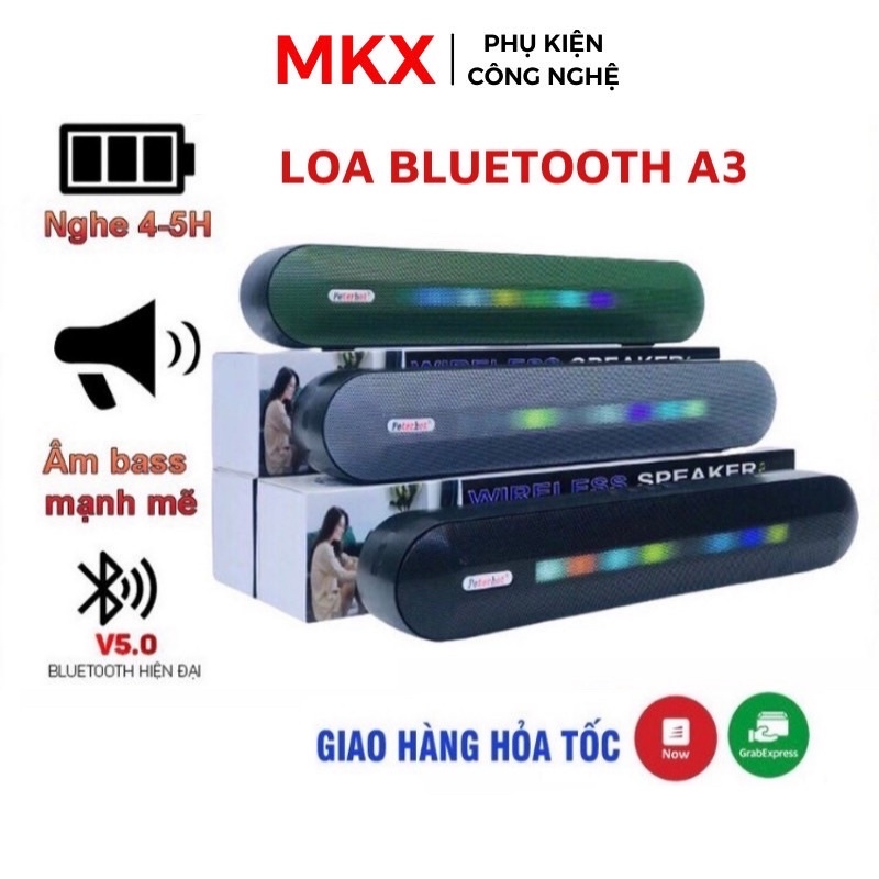 Loa bluetooth A3 mini mới nhất 2 loa Bass mạnh âm thanh đỉnh có kết nối máy tính BH 1 đổi 1 6 tháng [Tặng Cáp 39k]