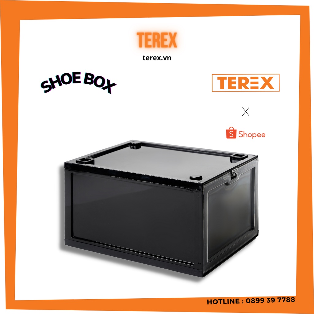 Hộp Đựng Giày, Tủ Giày Dép Nắp Nhựa Cứng ,Chống Bám Bụi Terex Chịu Lực 7kg Màu Đen