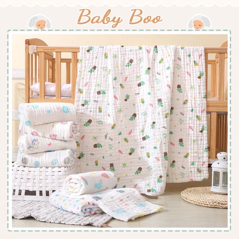 Khăn Tắm Xô Nhăn 6 Lớp Siêu Mềm Siêu Thấm Hút 105x105cm [ babyboo]