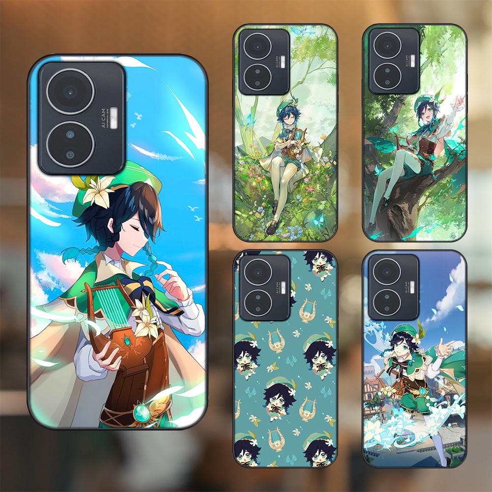 Ốp lưng Vivo Y55 2022 viền đen in hình Venti Genshin Impact