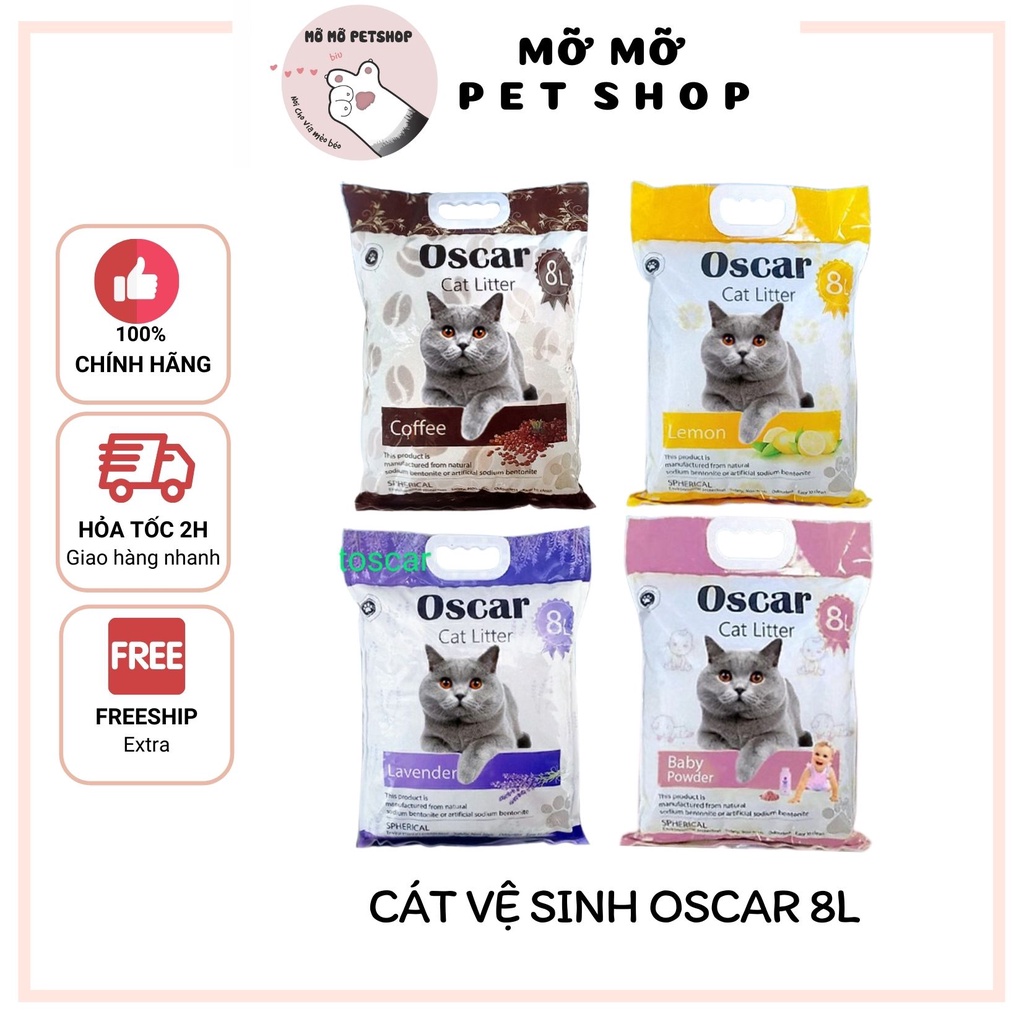 [Quận 8][Mỡ Mỡ Petshop] Cát Vệ Sinh Cho Mèo OSCAR 8L Siêu Vón Cục Khử Mùi [Mỡ Mỡ Petshop]