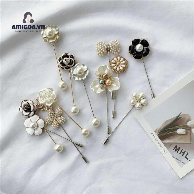 Ghim Cài Áo Hình Hoa Đính Ngọc Trai