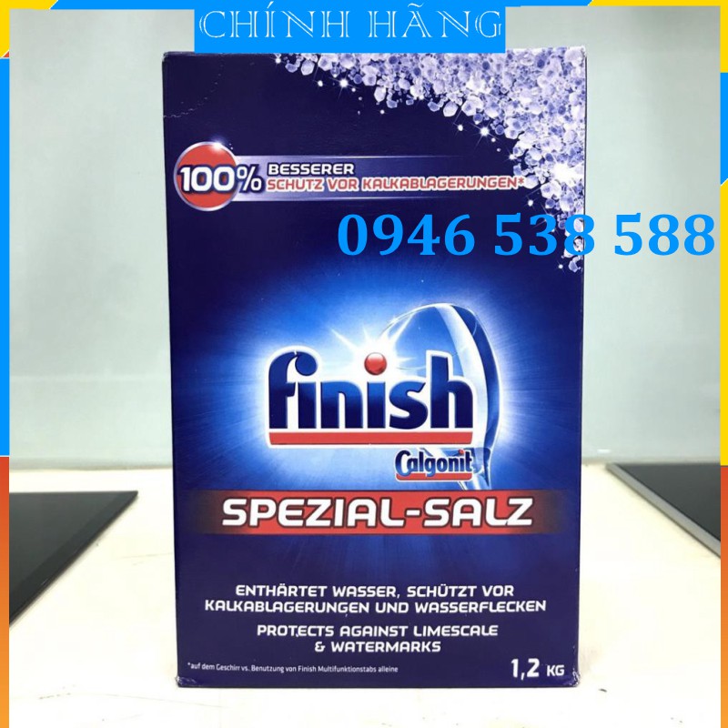 Muối làm mềm nước máy rửa bát Finish 2.4 kg, Combo 2 gói muối rửa bát finish 1.2kg
