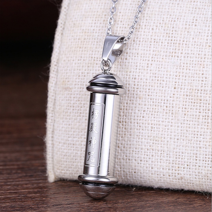 Dây chuyền trụ rỗng chú lăng nghiêm bằng inox sáng bóng, không đen, không gỉ đem lại bình an may mắn cho người đeo