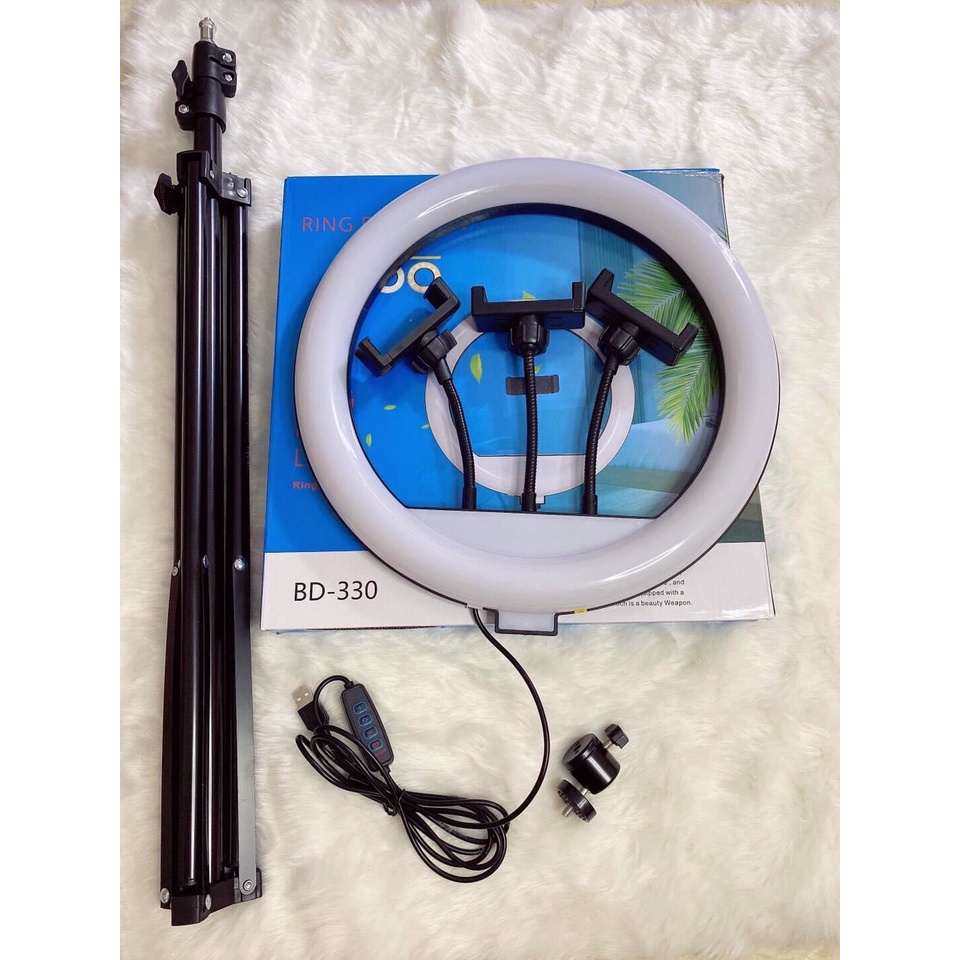 Bộ Đèn live stream size 26cm, 30cm, 33cm Hỗ trợ ánh sáng Chụp Ảnh, Make Up Trang Điểm, Chụp ảnh sản phẩm 3 Chế Độ Sáng