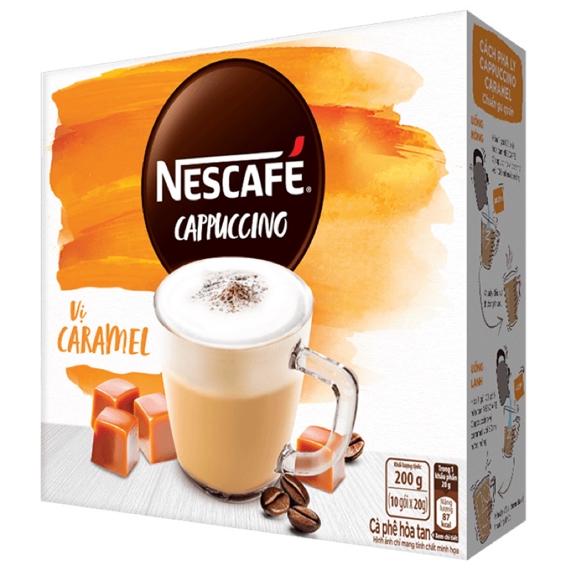 [Ăn Tết] 1 Hộp NESCAFÉ Cappuccino vị Caramel (10 gói)