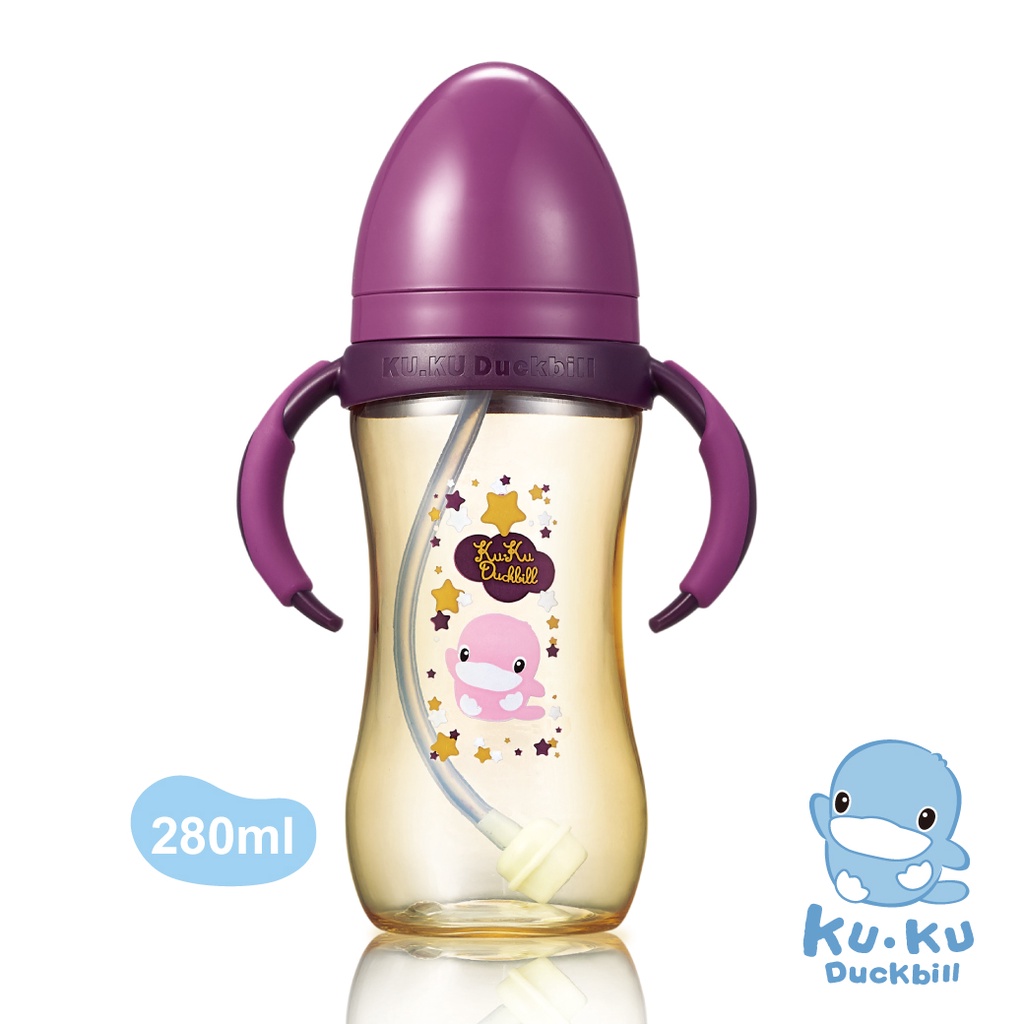Bình sữa cổ rộng nhựa PPSU có tay cầm KUKU KU5858 - 280ml