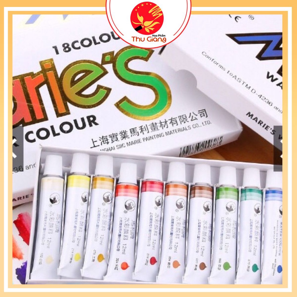 Bộ màu Nước MARIE'S 12/18/24/36 dạng tuýp