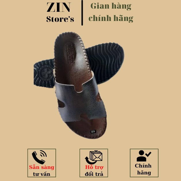 Dép Nam- màu nâu Quai ngang chữ H Da Bò Cao Cấp - ZIN Store's