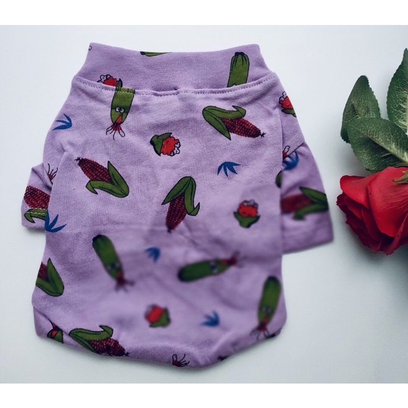 Áo thun mùa hè hoạ tiết trái bắp tím dành cho thú cưng, Quần áo chó mèo LaLi Ptfashion