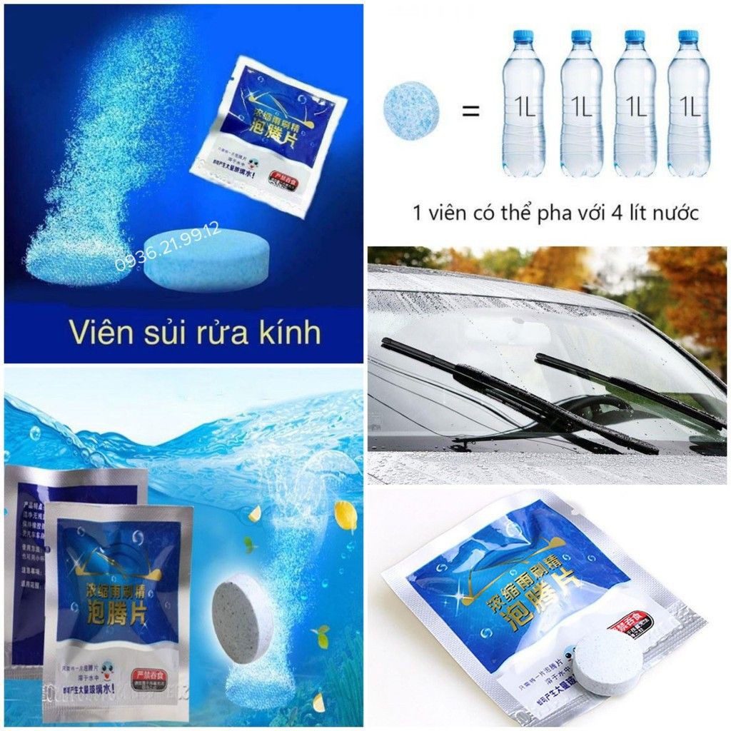 Nước Rửa Kính - Viên Sủi Rửa Kính - Thay Thế Cho Nước Rửa Kính Gia Chai Đóng Sẵn, Hoạc Nước Rửa Kính Ô Tô