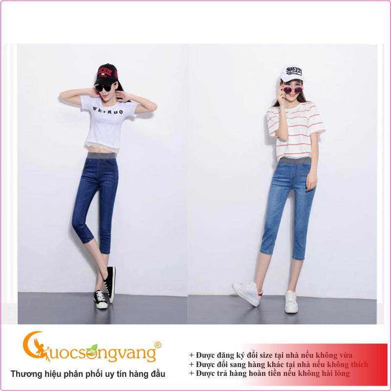 Quần jean lửng cạp cao quần jean lưng thun GLQ009 lửng big size Cuocsongvang