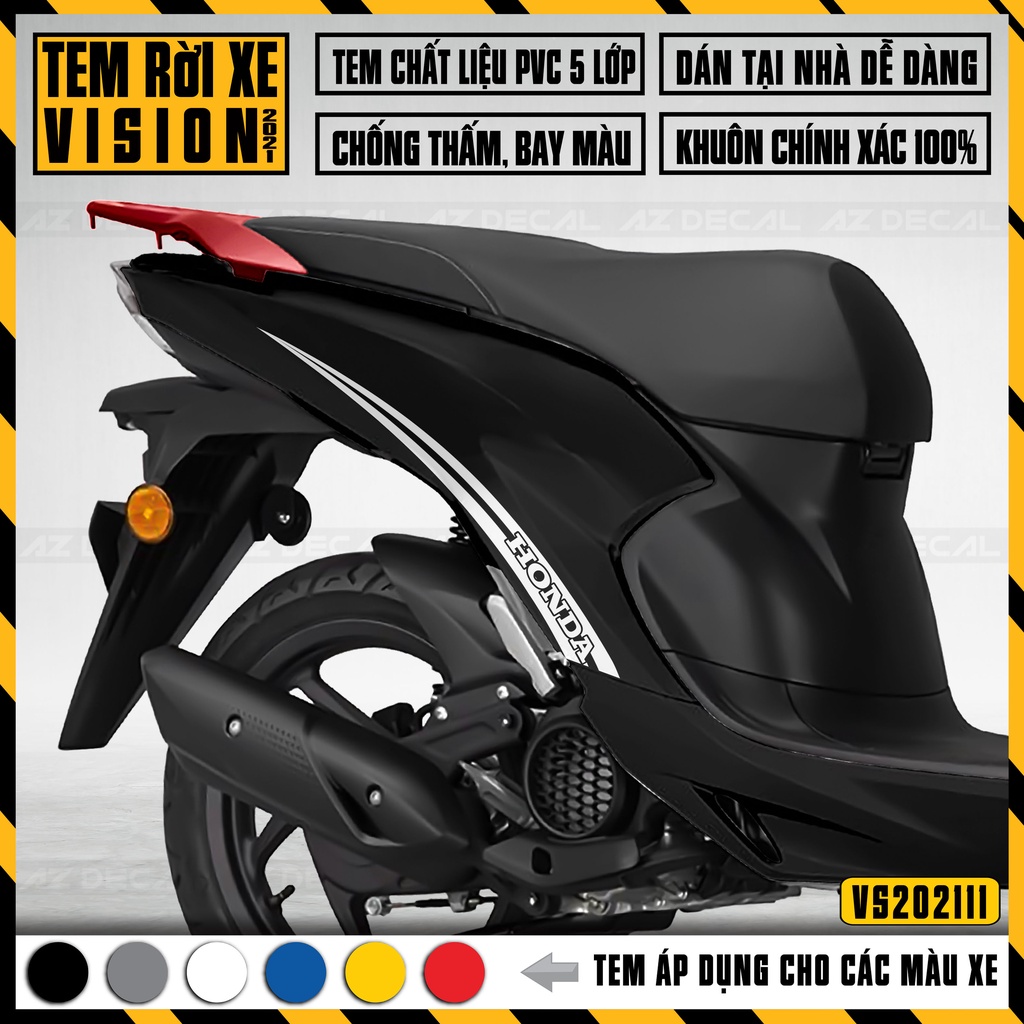 Tem Rời Dán Xe Vision Mẫu Tem Chỉ 110 | VS11 | Decal Chế Xe Máy Chất Liệu PVC Cao Cấp Chống Nước, Bền Màu