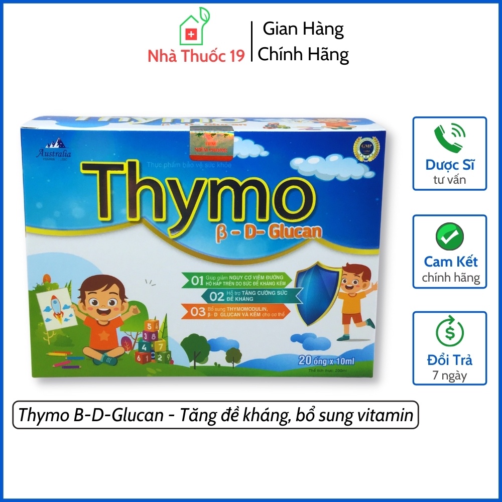 Tăng Cường Đề Kháng Thymo B-D Glucan Ống 10ml - Bổ Sung Vitamin Dưỡng Chất, Giảm Nguy Cơ Viêm Đường Hô Hấp (Hộp 20 ống)