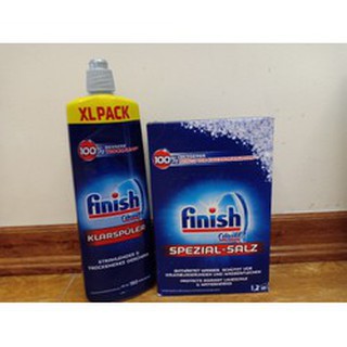 Combo muối Finish 1,2kg và chất làm bóng (chất xả) Finish 750mml DÀNH CHO MÁY RỬA CHÉN