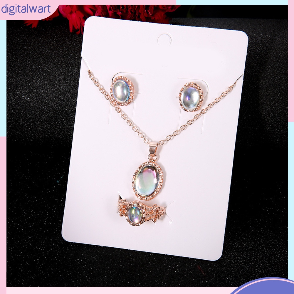 Set 3 Vòng cổ / Nhẫn / Bông Tai Đính Đá Giả Thời Trang Nữ